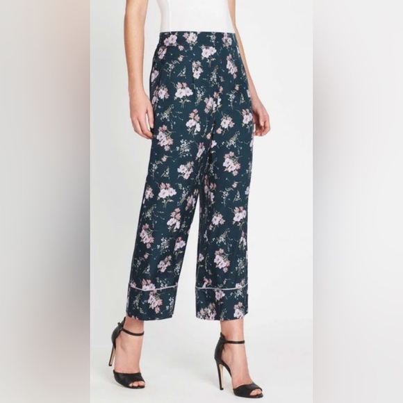 Rebecca Taylor Emilia Print Floral Wide-Leg Pants, High Waist, Silk Blend, Sz. 4 - Picture 1 of 16